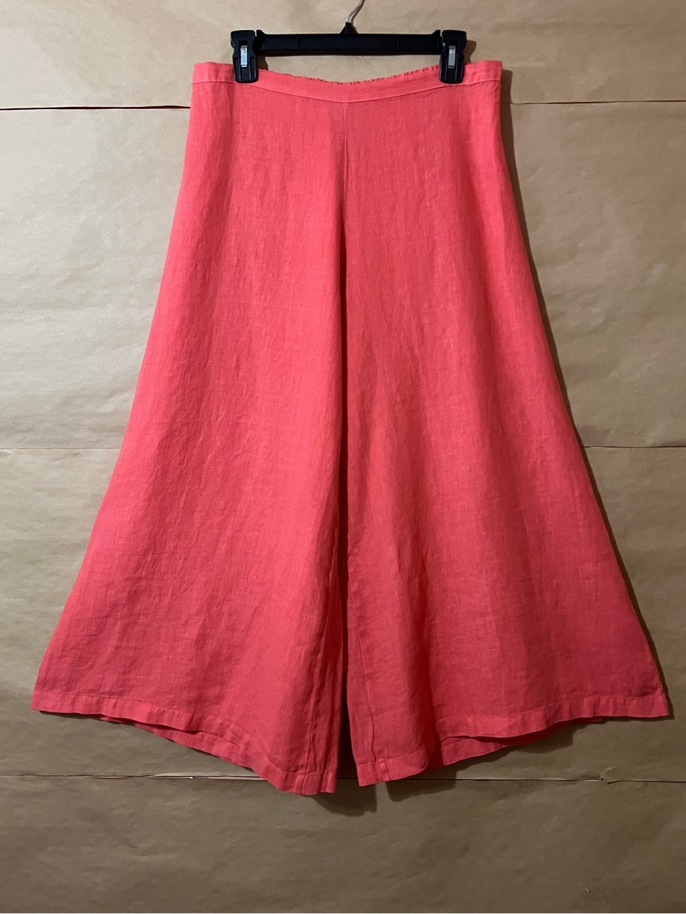 Bryn Walker | Linen Ella Wide Leg Pants Pull-On Flat Front Crop Coral Size S